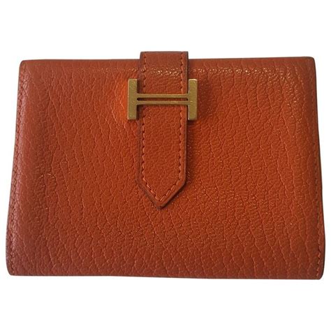 Béarn leather wallet Hermès Orange in Leather 